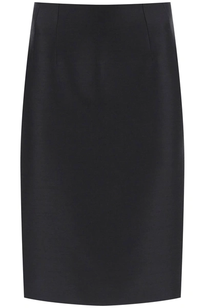 VERSACE VERSACE WOOL SILK PENCIL SKIRT