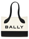 BALLY BAR KEEP ON SHOPPER TOTE BAG WHITE/BLACK
