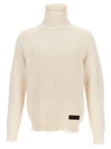 DSQUARED2 BROKEN STITCH DOUBLE COLLAR SWEATER, CARDIGANS WHITE