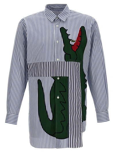 Comme Des Garçons Shirt X Lacoste Striped Cotton-poplin Shirt In Multicolor