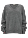 TORY BURCH CURLED SLEEVE SWEATER SWEATER, CARDIGANS GRAY