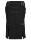 Alessandra Rich Lace-up Skirt With Fitted Silhouette And Slits