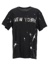 R13 Paint Splatter New York Boyfriend Stretch Recycled Cotton Graphic T-shirt