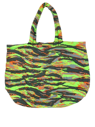 Erl Camouflage Tote Bag In Green