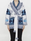 Alanui Bandana Jacquard Cardigan In Grey