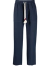Mc2 Saint Barth Blue Calais Linen Pants In Blue