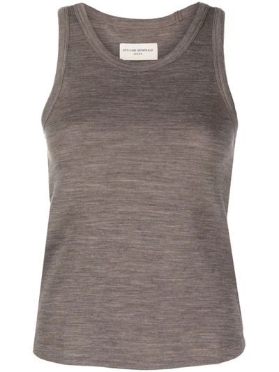 Officine Generale Sleeveless Wool-blend Top In Light Taupe
