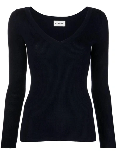 P.a.r.o.s.h Fine-ribbed Wool Jumper In Blue