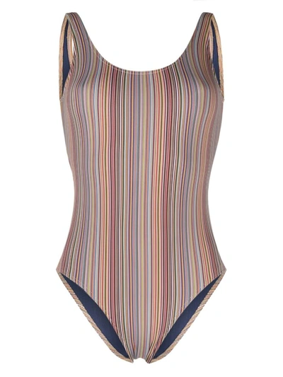 Paul Smith Round-neck Striped Swimsuit In Multicolour