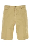 Pt Torino Cotton Stretch Bermuda Shorts With Waist Belt Loops In Camel