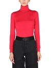 Raf Simons Roll-neck Jersey Top In Red