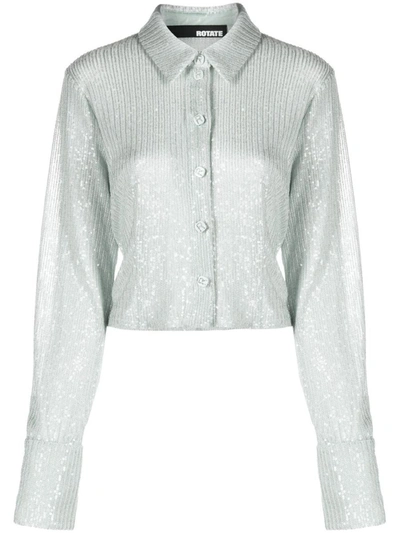 Rotate Birger Christensen Sequin-embellished Button-down Cardigan In Blue