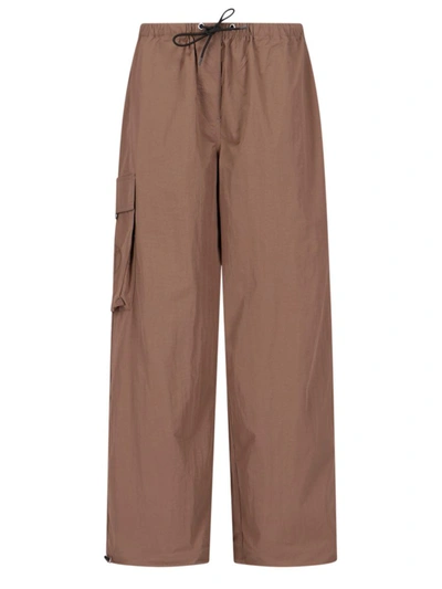 Saks Potts Womens Coffee Quartz Esther Wide-leg Mid-rise Recycled Nylon Trousers