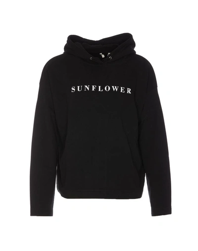 Sunflower Logo-print Long-sleeve Hoodie In Black