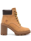 Timberland Allington Heeled Ankle Boots In Marrone Chiaro