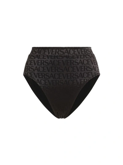 Versace All Over Logo Briefs In Black