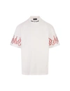Vision Of Super White T-shirt With Embroidered Red Flames In White