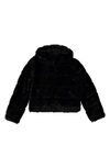 Sam Edelman Kids' Faux Fur Reversible Hooded Jacket In Black