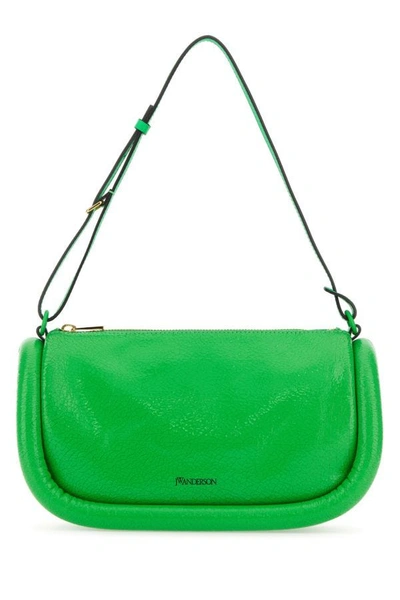 Jw Anderson Woman Fluo Green Leather Shoulder Bag