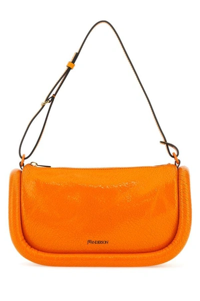 Jw Anderson Woman Fluo Orange Leather Bumper 15 Shoulder Bag