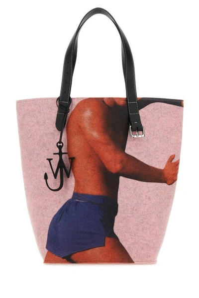 Jw Anderson Woman Printed Felt Shopping Bag In Multicolor