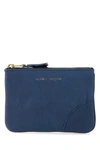 Comme Des Garçons Zipped Logo Wallet In Blue