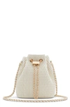 Aldo Natalya Quilted Faux Leather Bucket Bag In Bone