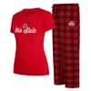 Concepts Sport Women's  Scarlet, Black Ohio State Buckeyes Arctic T-shirt And Flannel Pants Sleep Set In Scarlet