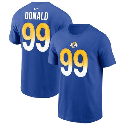 Nike Men's Aaron Donald Royal Los Angeles Rams Name And Number T-shirt In Gameroyal