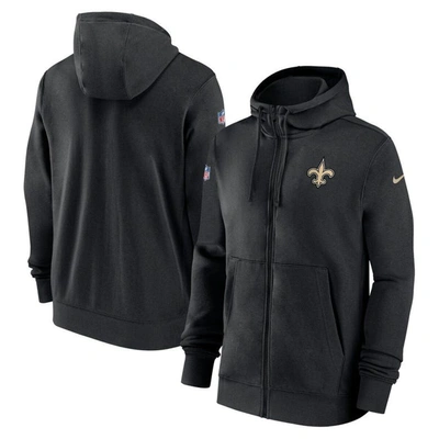 Nike New Orleans Saints Sideline Club Menâs  Men's Nfl Full-zip Hoodie In Black