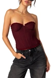 EDIKTED DEIRDRE LACE-UP STRAPLESS MESH CORSET TOP