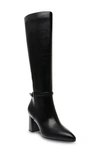 Anne Klein Womens Block Heel Faux Leather Knee-high Boots In Black Smooth