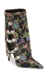 AZALEA WANG TILLEY FLORAL JACQUARD POINTED TOE BOOTIE