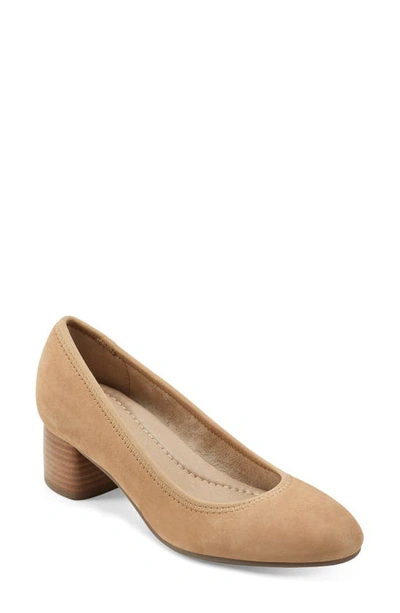 Earth Women's Rellia Slip-on Almond Toe Dress Ballet Pumps In Light Natural Suede