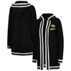 GAMEDAY COUTURE GAMEDAY COUTURE BLACK IOWA HAWKEYES ONE MORE ROUND TRI-BLEND STRIPED HOODED CARDIGAN SWEATER