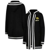 Gameday Couture Women's  Black Iowa Hawkeyes One More Round Tri-blend Striped Hooded Cardigan Sweater In Black