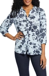 Nydj High-low Crepe Blouse In Rosemary Petals
