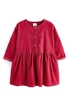 Next Kids' Long Sleeve Corduroy Dress In Red