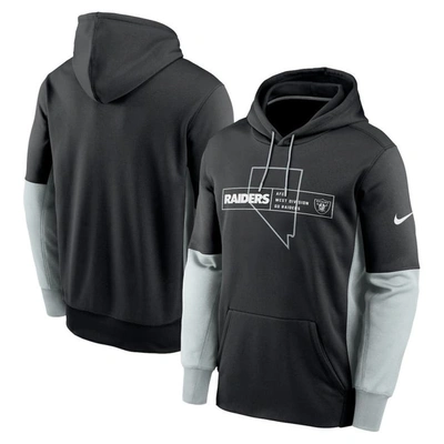 Nike Men's Las Vegas Raiders Color Block  Therma Nfl Pullover Hoodie In Black