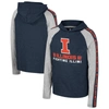 COLOSSEUM YOUTH COLOSSEUM NAVY ILLINOIS FIGHTING ILLINI NED RAGLAN LONG SLEEVE HOODED T-SHIRT