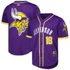 PRO STANDARD PRO STANDARD JUSTIN JEFFERSON PURPLE MINNESOTA VIKINGS MESH BASEBALL BUTTON-UP T-SHIRT