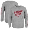 OUTERSTUFF YOUTH HEATHER GRAY OKLAHOMA SOONERS 2-HIT FOR MY TEAM LONG SLEEVE T-SHIRT