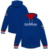 MITCHELL & NESS MITCHELL & NESS ROYAL KANSAS JAYHAWKS LEGENDARY RAGLAN PULLOVER HOODIE