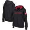 Colosseum Black Harvard Crimson Arched Name Full-zip Hoodie In Black