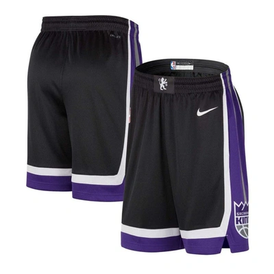 NIKE NIKE BLACK SACRAMENTO KINGS SWINGMAN ICON EDITION SHORTS