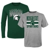 OUTERSTUFF YOUTH GRAY/GREEN MICHIGAN STATE SPARTANS FAN WAVE T-SHIRT COMBO PACK