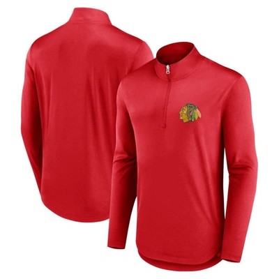 Fanatics Men's  Branded Red Chicago Blackhawks Tough Minded Quarter-zip Top