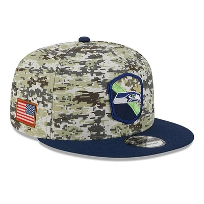 New Era Men's  Camo, College Navy Seattle Seahawks 2023 Salute To Service 9fifty Snapback Hat In Camo,college Navy