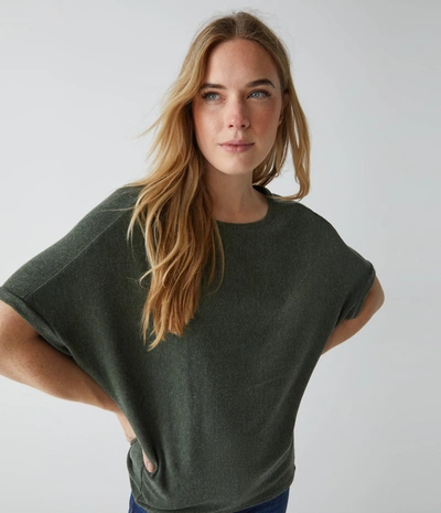 Michael Stars Ellie Elbow Sleeve Top In Heather Dark Matcha