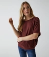 Michael Stars Ellie Elbow Sleeve Top In Bourbon